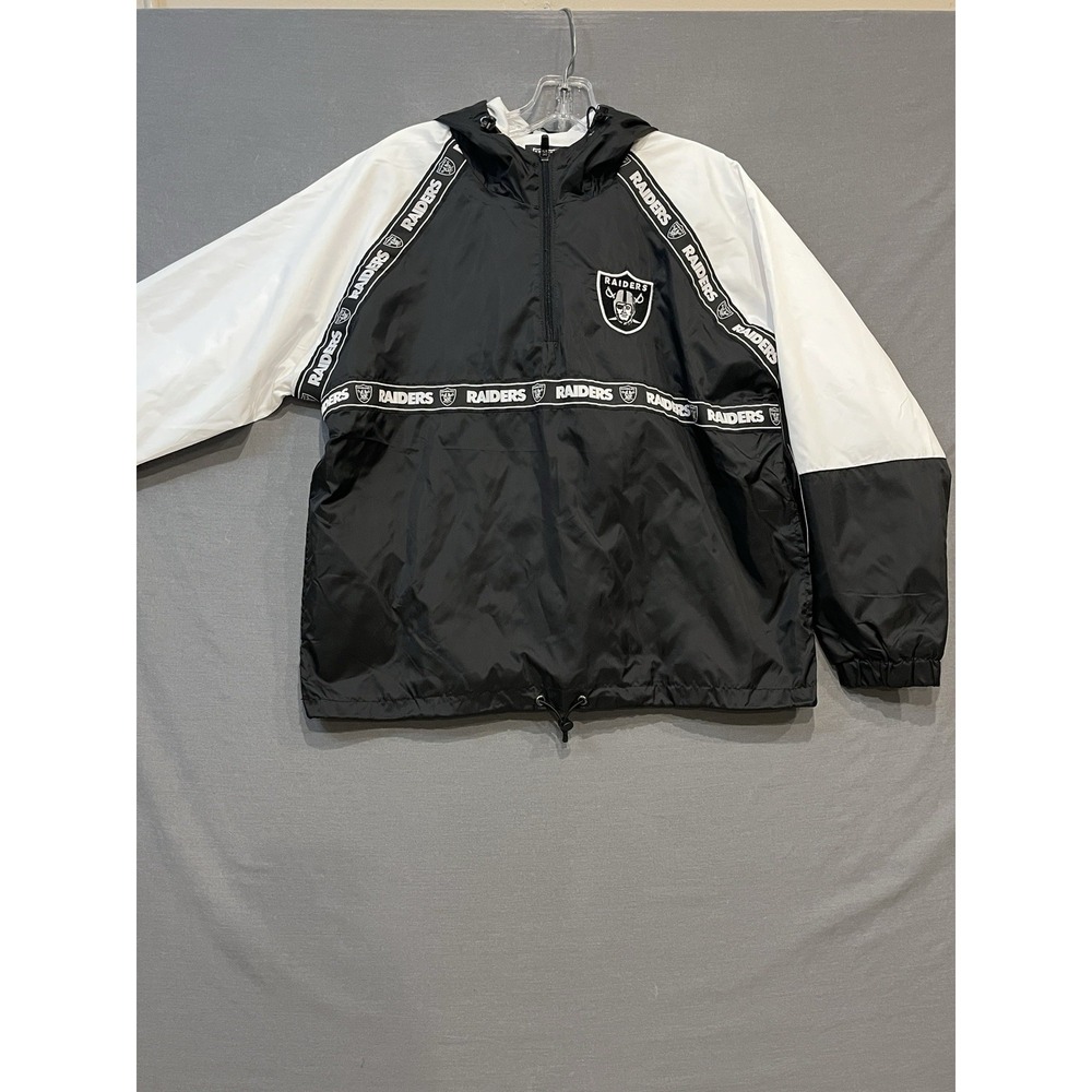 Las Vegas Raiders Hooded Jacket Mens M 1/4 Zip Pullover NFL Team Apparel